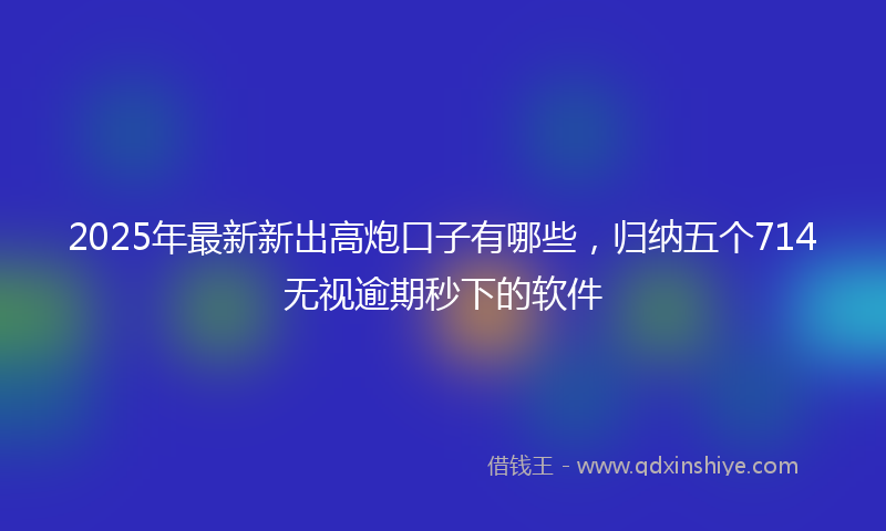 2025年最新新出高炮口子有哪些，归纳五个714无视逾期秒下的软件