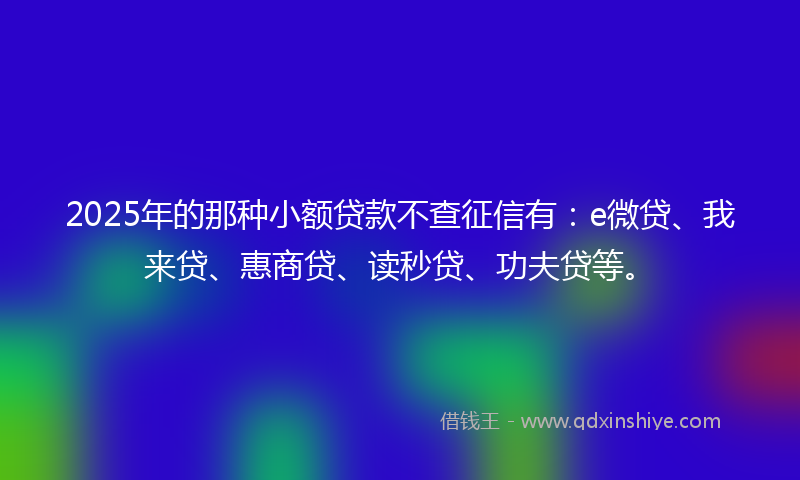 2025年的那种小额贷款不查征信有：e微贷、我来贷、惠商贷、读秒贷、功夫贷等。