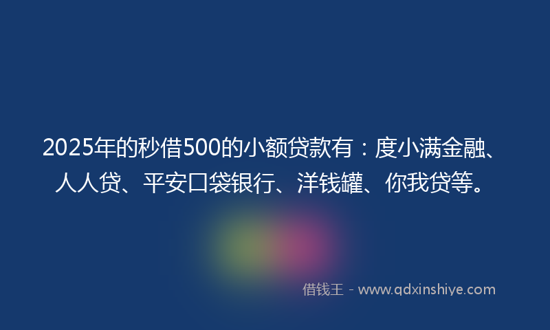 2025年的秒借500的小额贷款有：度小满金融、人人贷、平安口袋银行、洋钱罐、你我贷等。