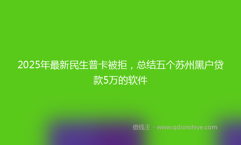 2025年最新民生普卡被拒，总结五个苏州黑户贷款5万的软件