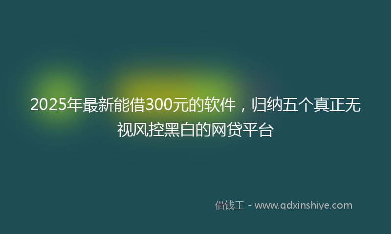 2025年最新能借300元的软件，归纳五个真正无视风控黑白的网贷平台