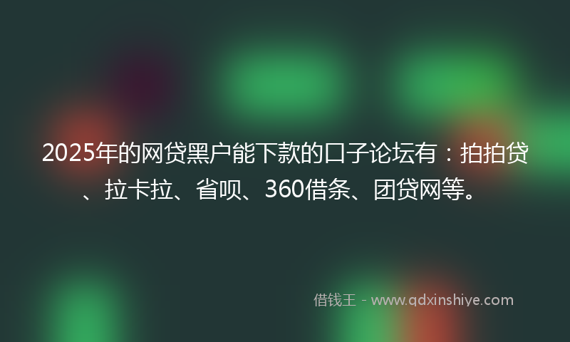 2025年的网贷黑户能下款的口子论坛有：拍拍贷、拉卡拉、省呗、360借条、团贷网等。