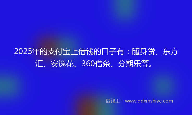 2025年的支付宝上借钱的口子有：随身贷、东方汇、安逸花、360借条、分期乐等。