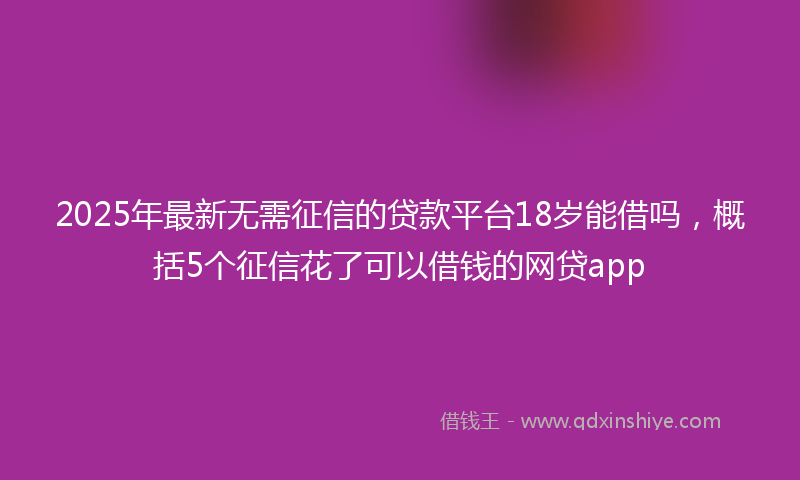 2025年最新无需征信的贷款平台18岁能借吗，概括5个征信花了可以借钱的网贷app