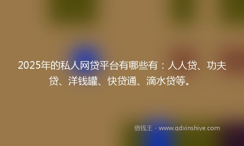 2025年的私人网贷平台有哪些有：人人贷、功夫贷、洋钱罐、快贷通、滴水贷等。