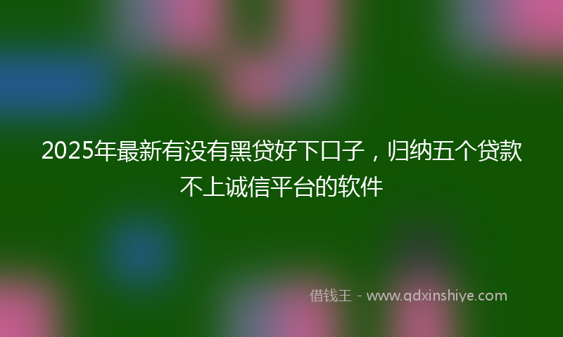 2025年最新有没有黑贷好下口子，归纳五个贷款不上诚信平台的软件