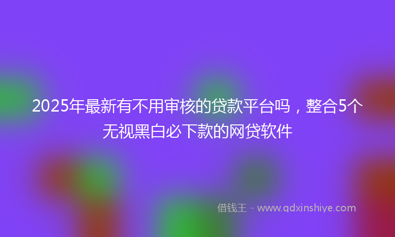 2025年最新有不用审核的贷款平台吗，整合5个无视黑白必下款的网贷软件