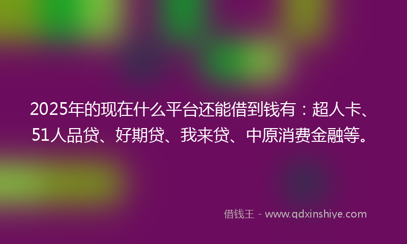 2025年的现在什么平台还能借到钱有：超人卡、51人品贷、好期贷、我来贷、中原消费金融等。