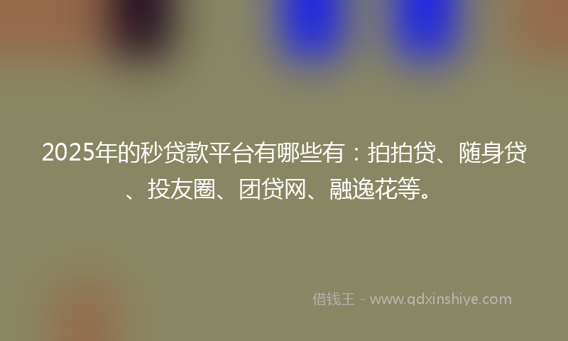 2025年的秒贷款平台有哪些有：拍拍贷、随身贷、投友圈、团贷网、融逸花等。
