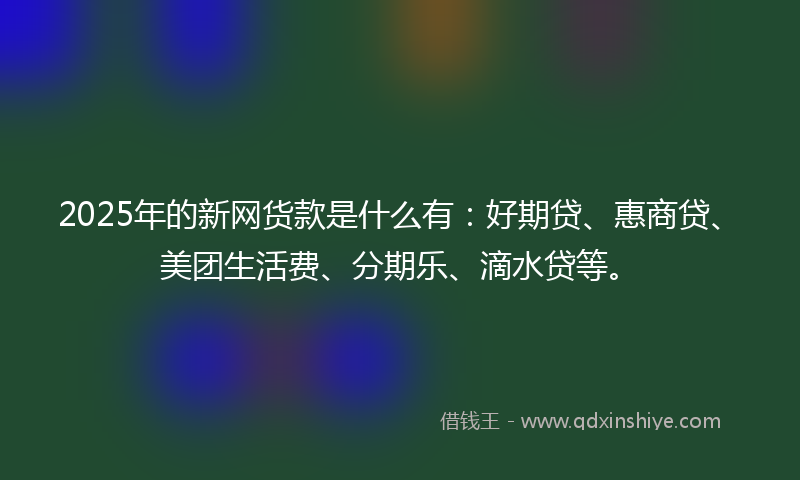 2025年的新网货款是什么有：好期贷、惠商贷、美团生活费、分期乐、滴水贷等。