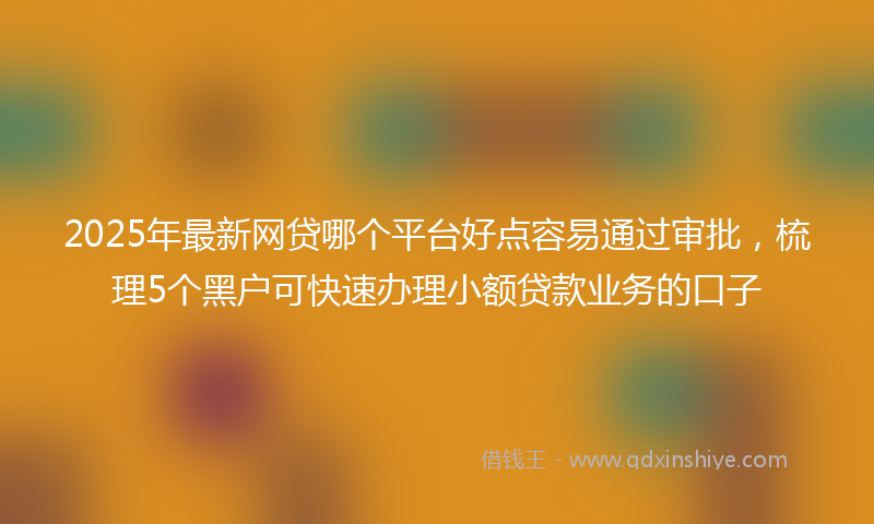 2025年最新网贷哪个平台好点容易通过审批，梳理5个黑户可快速办理小额贷款业务的口子