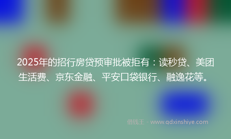 2025年的招行房贷预审批被拒有：读秒贷、美团生活费、京东金融、平安口袋银行、融逸花等。
