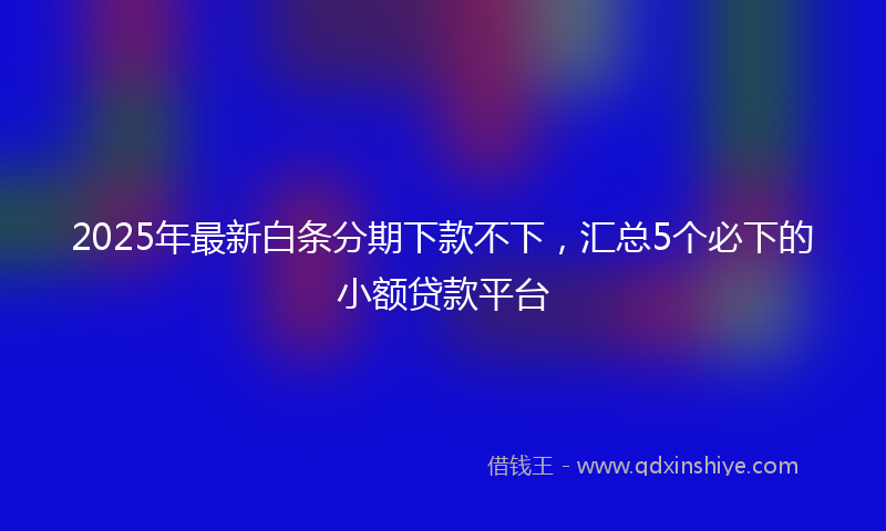 2025年最新白条分期下款不下，汇总5个必下的小额贷款平台