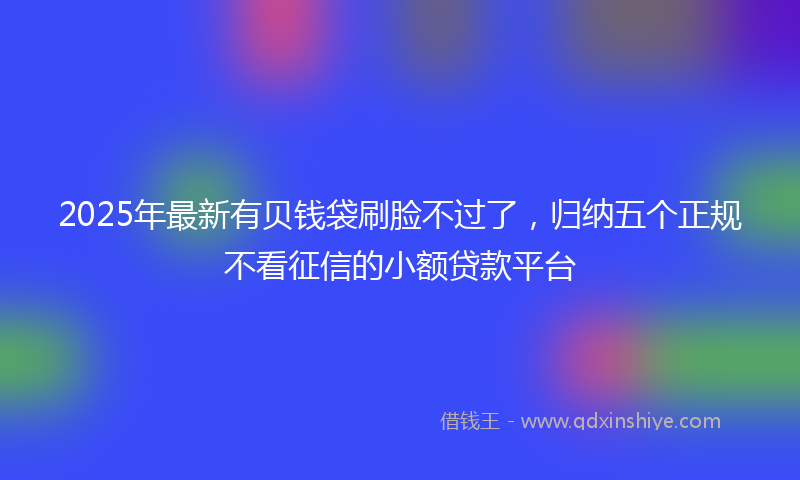 2025年最新有贝钱袋刷脸不过了，归纳五个正规不看征信的小额贷款平台