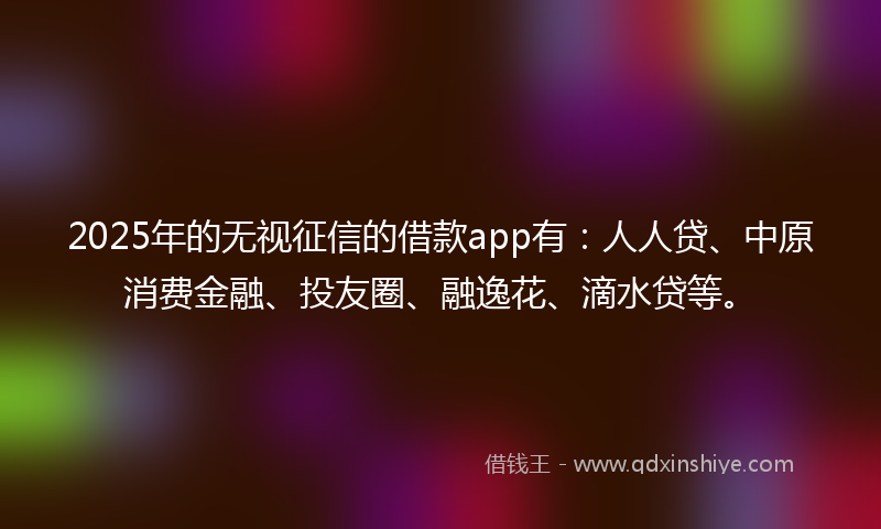 2025年的无视征信的借款app有：人人贷、中原消费金融、投友圈、融逸花、滴水贷等。