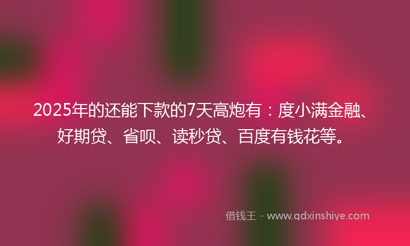 2025年的还能下款的7天高炮有：度小满金融、好期贷、省呗、读秒贷、百度有钱花等。