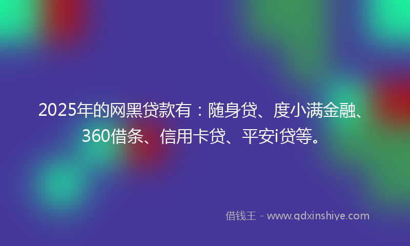 2025年的网黑贷款有：随身贷、度小满金融、360借条、信用卡贷、平安i贷等。