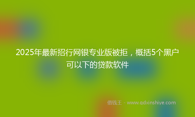 2025年最新招行网银专业版被拒，概括5个黑户可以下的贷款软件