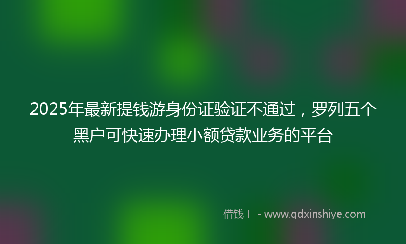 2025年最新提钱游身份证验证不通过，罗列五个黑户可快速办理小额贷款业务的平台