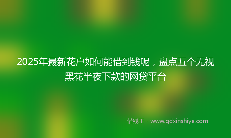 2025年最新花户如何能借到钱呢，盘点五个无视黑花半夜下款的网贷平台
