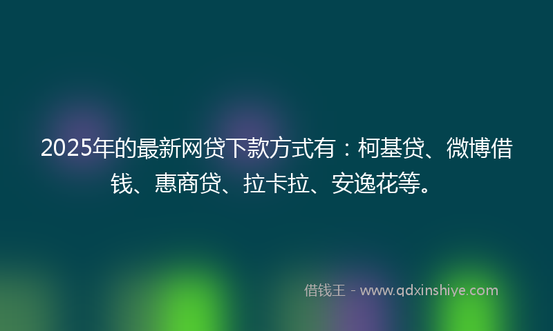 2025年的最新网贷下款方式有：柯基贷、微博借钱、惠商贷、拉卡拉、安逸花等。