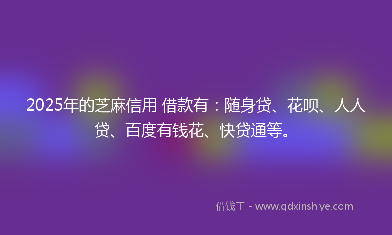 2025年的芝麻信用 借款有：随身贷、花呗、人人贷、百度有钱花、快贷通等。