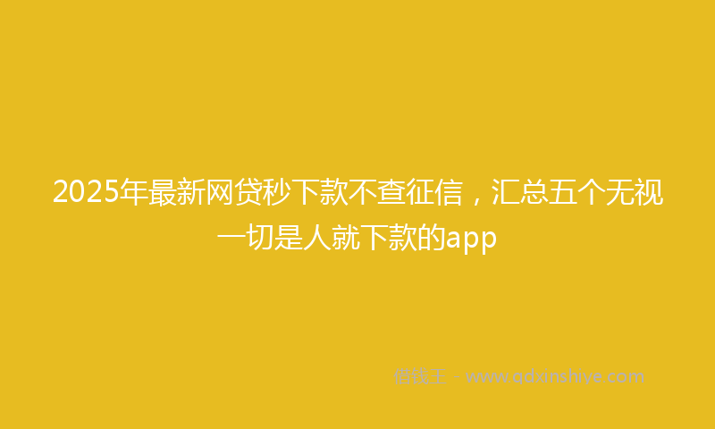 2025年最新网贷秒下款不查征信，汇总五个无视一切是人就下款的app