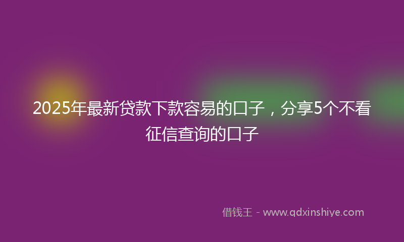 2025年最新贷款下款容易的口子，分享5个不看征信查询的口子