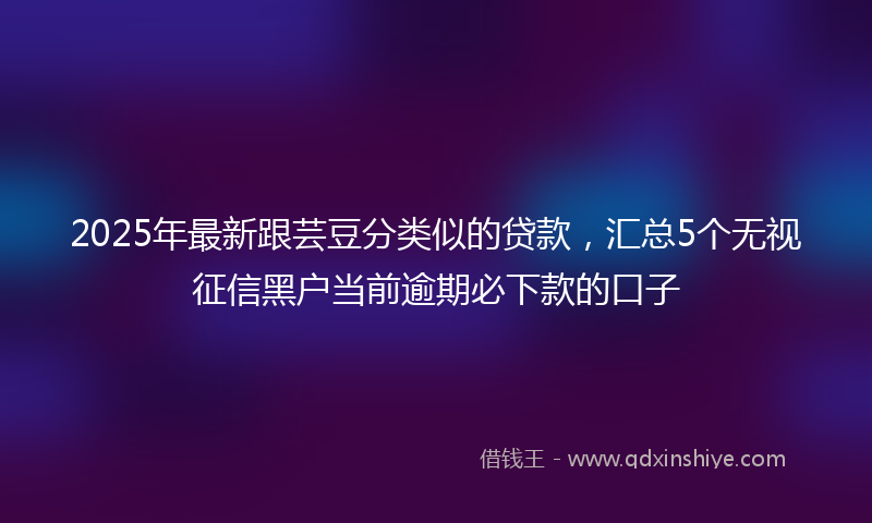 2025年最新跟芸豆分类似的贷款，汇总5个无视征信黑户当前逾期必下款的口子
