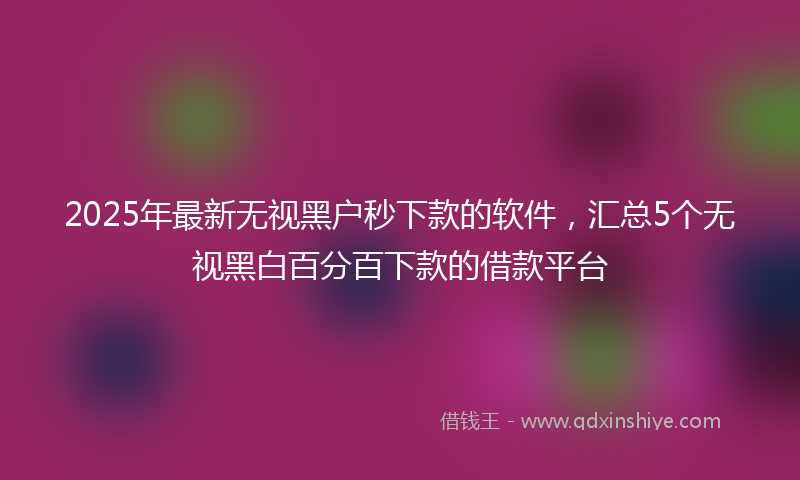 2025年最新无视黑户秒下款的软件，汇总5个无视黑白百分百下款的借款平台