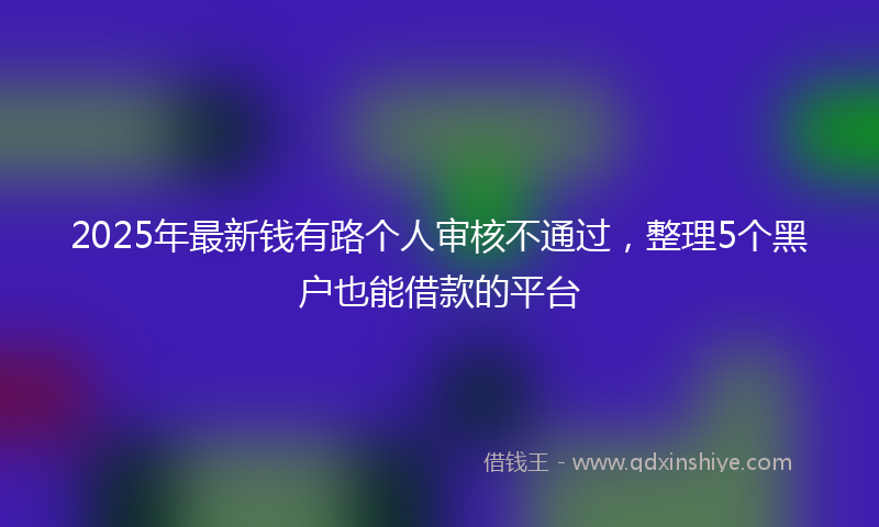 2025年最新钱有路个人审核不通过，整理5个黑户也能借款的平台