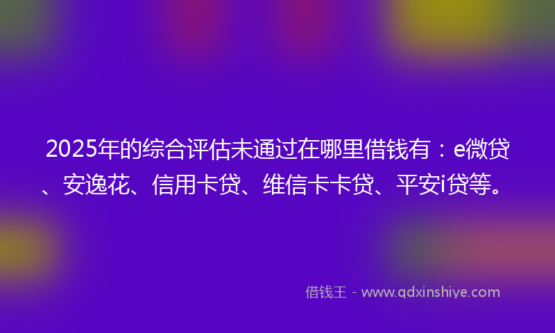 2025年的综合评估未通过在哪里借钱有：e微贷、安逸花、信用卡贷、维信卡卡贷、平安i贷等。
