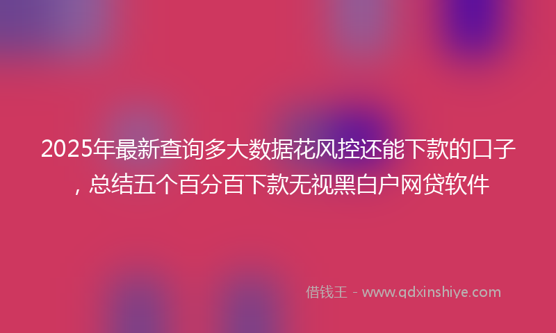 2025年最新查询多大数据花风控还能下款的口子，总结五个百分百下款无视黑白户网贷软件