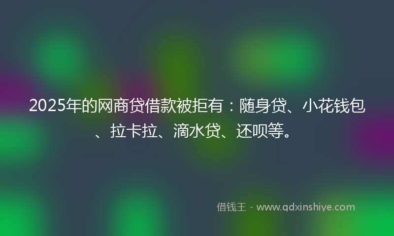 2025年的网商贷借款被拒有：随身贷、小花钱包、拉卡拉、滴水贷、还呗等。