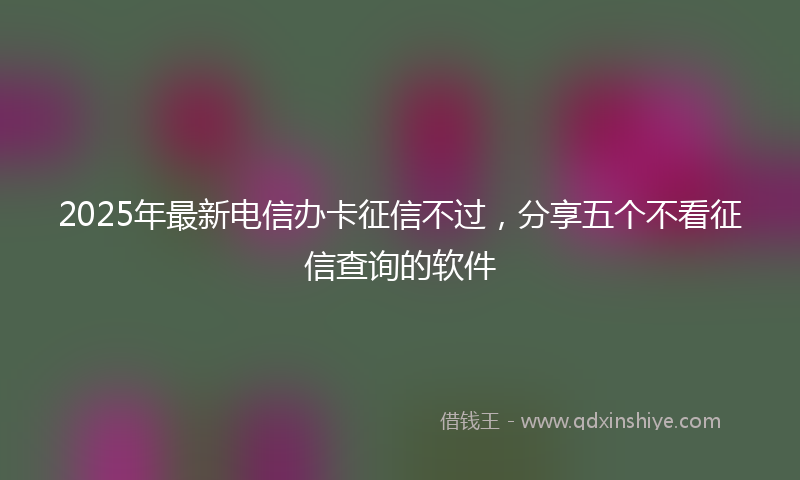 2025年最新电信办卡征信不过，分享五个不看征信查询的软件
