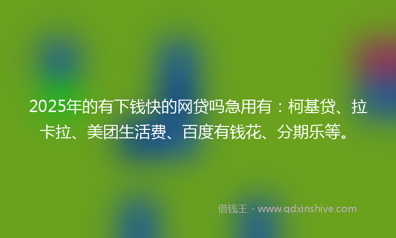 2025年的有下钱快的网贷吗急用有：柯基贷、拉卡拉、美团生活费、百度有钱花、分期乐等。