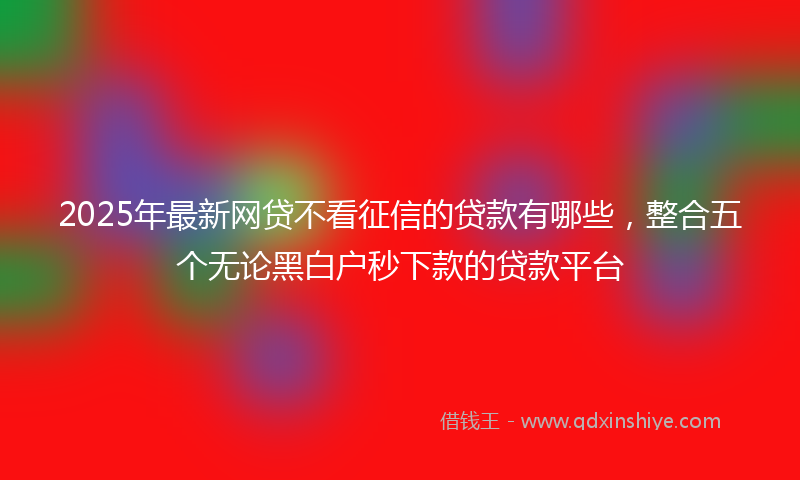 2025年最新网贷不看征信的贷款有哪些，整合五个无论黑白户秒下款的贷款平台