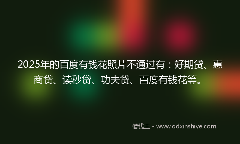 2025年的百度有钱花照片不通过有：好期贷、惠商贷、读秒贷、功夫贷、百度有钱花等。