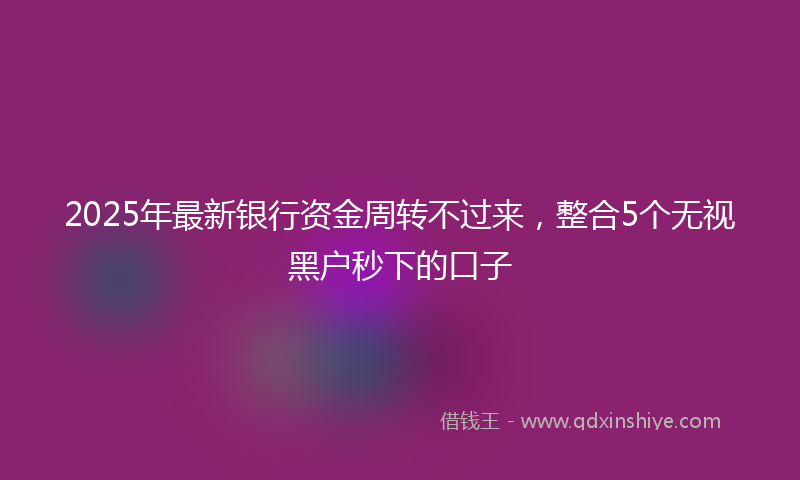 2025年最新银行资金周转不过来，整合5个无视黑户秒下的口子
