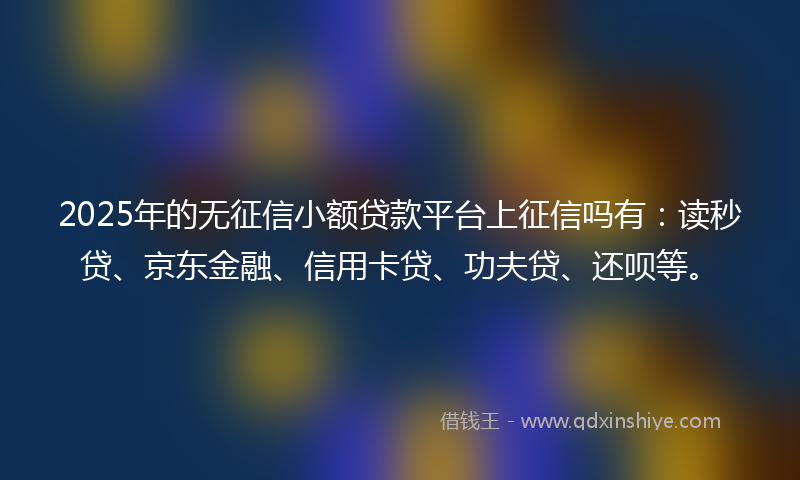 2025年的无征信小额贷款平台上征信吗有：读秒贷、京东金融、信用卡贷、功夫贷、还呗等。