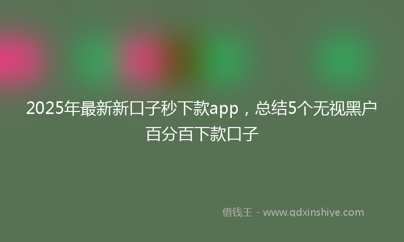 2025年最新新口子秒下款app，总结5个无视黑户百分百下款口子