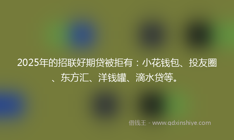 2025年的招联好期贷被拒有：小花钱包、投友圈、东方汇、洋钱罐、滴水贷等。