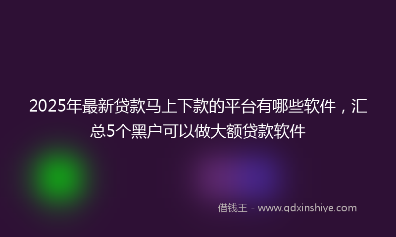 2025年最新贷款马上下款的平台有哪些软件，汇总5个黑户可以做大额贷款软件