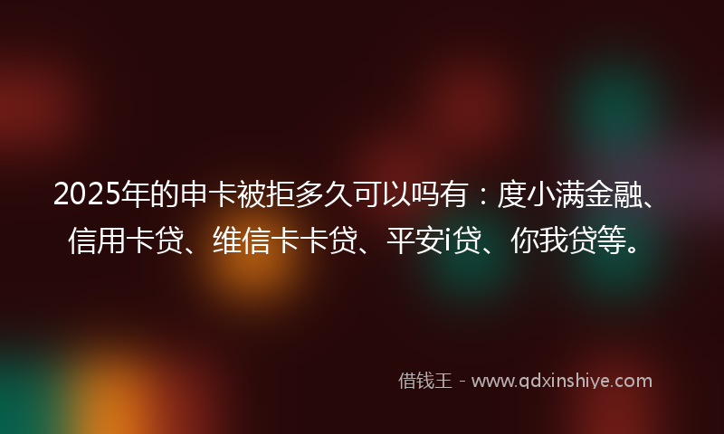 2025年的申卡被拒多久可以吗有：度小满金融、信用卡贷、维信卡卡贷、平安i贷、你我贷等。