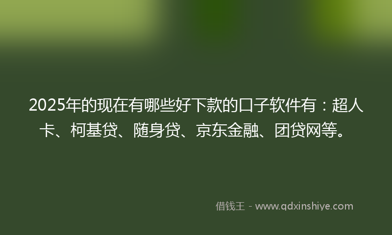 2025年的现在有哪些好下款的口子软件有：超人卡、柯基贷、随身贷、京东金融、团贷网等。