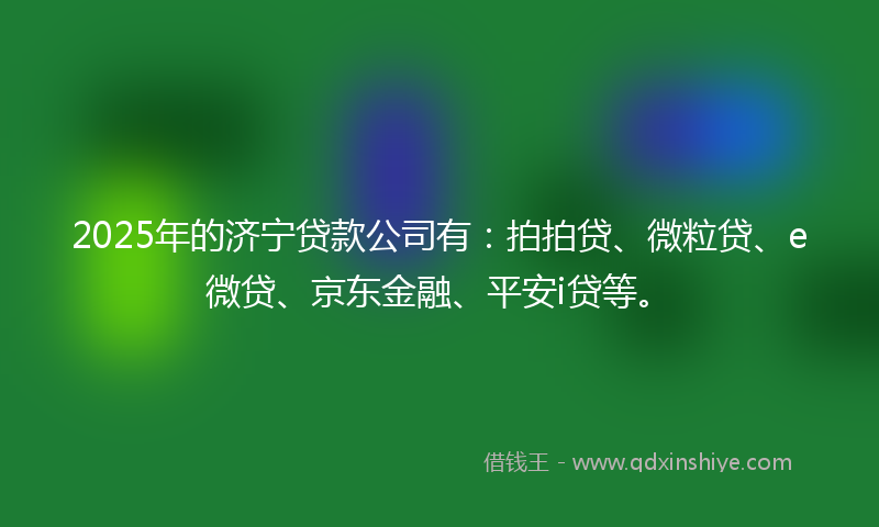 2025年的济宁贷款公司有：拍拍贷、微粒贷、e微贷、京东金融、平安i贷等。