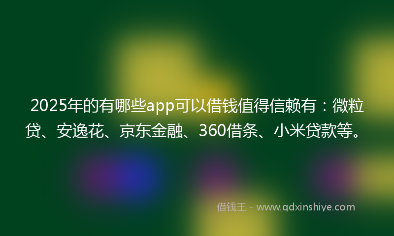2025年的有哪些app可以借钱值得信赖有：微粒贷、安逸花、京东金融、360借条、小米贷款等。