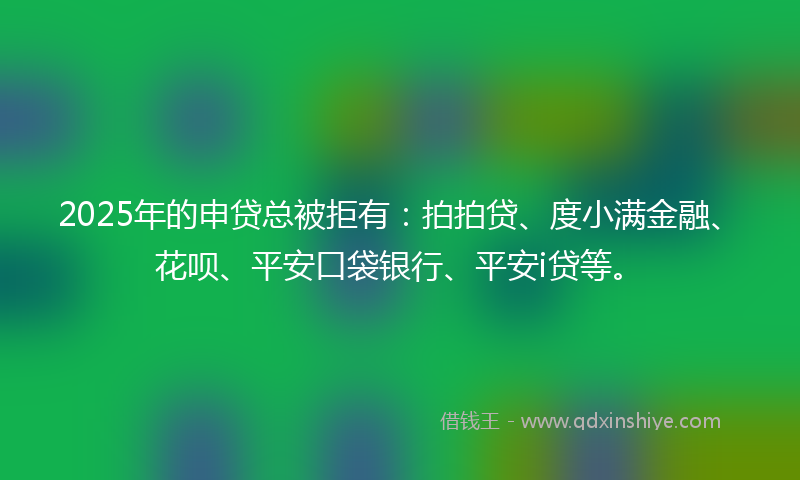2025年的申贷总被拒有：拍拍贷、度小满金融、花呗、平安口袋银行、平安i贷等。