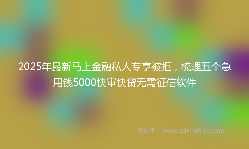 2025年最新马上金融私人专享被拒，梳理五个急用钱5000快审快贷无需征信软件