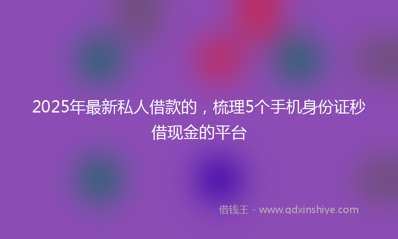 2025年最新私人借款的，梳理5个手机身份证秒借现金的平台